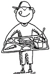 A student holding a plate of food.